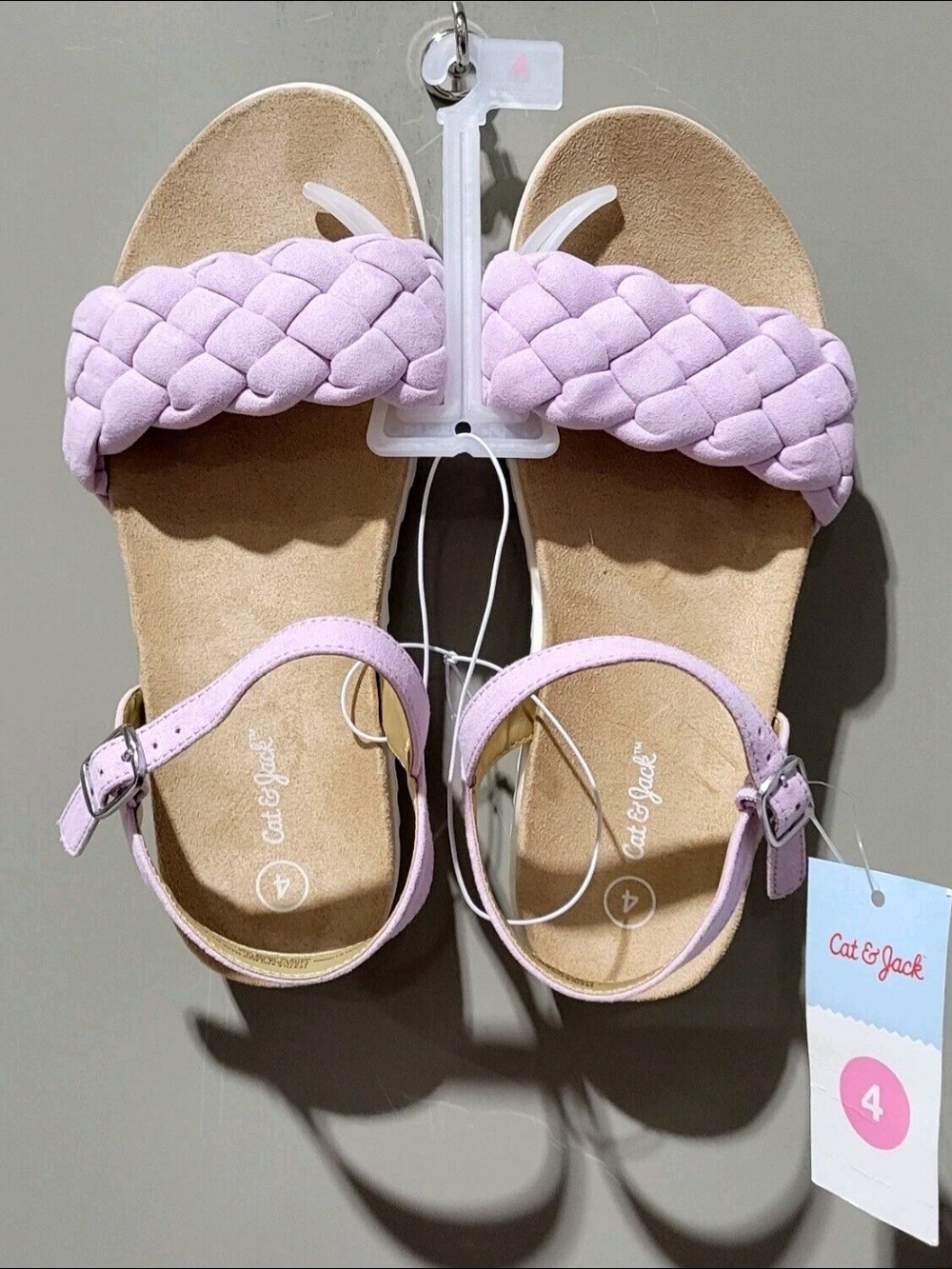 Cat & Jack Amelia Purple Braided Top Strap Footbed Sandals -- Big Girls' Size 4